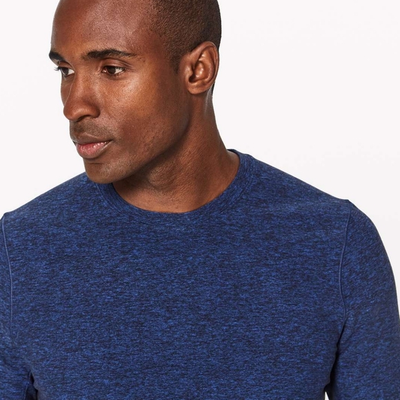 Lululemon Heathered Cerulean Blue Black Rulu Surge Warm Long Sleeve Reflec Shirt - Picture 3 of 15